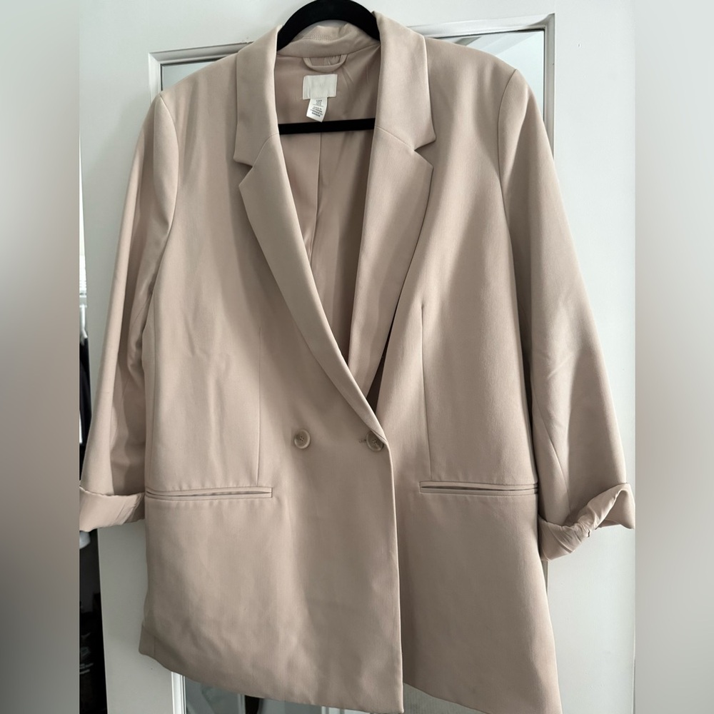 H&M Relaxed Double-Breasted Women's Blazer - Beige